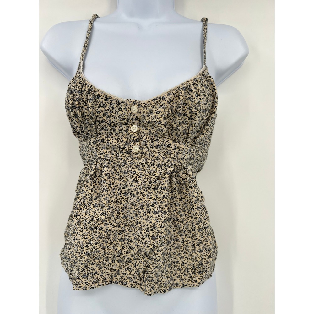 John Galt Brandy Melville Floral Empire Waist Cami Top Cream Blue Cottagecore